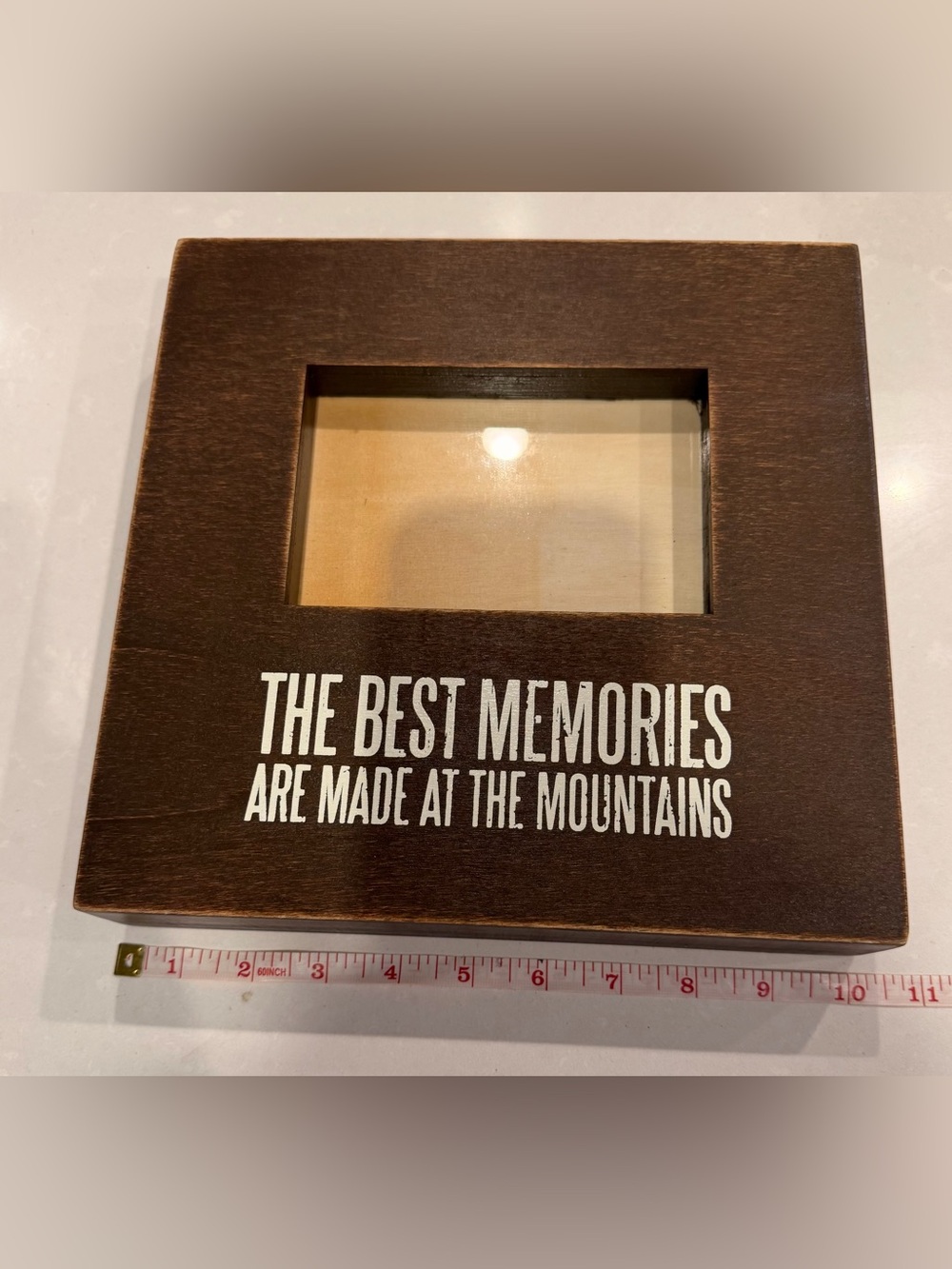 Primitives by Kathy Brown Wooden Photo Frame with White Mountain Quote